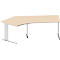 Schäfer Shop Pure Bureau d'angle PLANOVA BASIC, angle 135° gauche, pied en C, L 2165 x P 800/800 x H 717 mm, érable/alu blanc + passage de câbles
