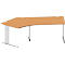 Schäfer Shop Pure Bureau d'angle PLANOVA BASIC, angle 135° gauche, pied en C, L 2165 x P 800/800 x H 717 mm, hêtre/alu blanc + passage de câbles