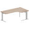 Schäfer Shop Pure Bureau d'angle PLANOVA BASIC, angle 90° à droite, pied en C, L 2000 x P 1200/800 x H 717 mm, chêne/alu blanc + passage de câbles
