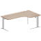 Schäfer Shop Pure Bureau d'angle PLANOVA BASIC, angle 90° à droite, pied en C, L 2000 x P 1200/800 x H 717 mm, chêne/blanc + passage de câbles