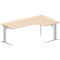 Schäfer Shop Pure Bureau d'angle PLANOVA BASIC, angle 90° à droite, pied en C, L 2000 x P 1200/800 x H 717 mm, érable/blanc + passage de câbles