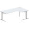Schäfer Shop Pure Bureau d'angle PLANOVA BASIC, angle 90° à droite, pied en C, L 2000 x P 1200/800 x H 717 mm, gris clair/blanc + passage de câbles