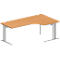 Schäfer Shop Pure Bureau d'angle PLANOVA BASIC, angle 90° à droite, pied en C, L 2000 x P 1200/800 x H 717 mm, hêtre/alu blanc + passage de câbles