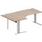 Schäfer Shop Pure Bureau d'angle PLANOVA BASIC, angle 90° gauche, pied en C, L 2000 x P 1200/800 x H 717 mm, chêne/alu blanc + passage de câbles