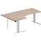 Schäfer Shop Pure Bureau d'angle PLANOVA BASIC, angle 90° gauche, pied en C, L 2000 x P 1200/800 x H 717 mm, chêne/blanc + passage de câbles