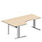 Schäfer Shop Pure Bureau d'angle PLANOVA BASIC, angle 90° gauche, pied en C, L 2000 x P 1200/800 x H 717 mm, érable/alu blanc + passage de câbles