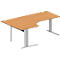 Schäfer Shop Pure Bureau d'angle PLANOVA BASIC, angle 90° gauche, pied en C, L 2000 x P 1200/800 x H 717 mm, hêtre/alu blanc + passage de câbles