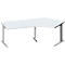 Schäfer Shop Pure Bureau d'angle PLANOVA BASIC, angle de 135° à droite, pied en C, L 2165 x P 800/800 x H 717 mm, gris clair/alu blanc + passage de câbles