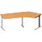Schäfer Shop Pure Bureau d'angle PLANOVA BASIC, angle de 135° à droite, pied en C, L 2165 x P 800/800 x H 717 mm, hêtre/alu blanc + passage de câbles