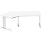 Schäfer Shop Pure Bureau d'angle PLANOVA BASIC, angle de 135° à gauche, pied en C, L 2165 x P 800/800 x H 717 mm, blanc/alu blanc + passage de câbles