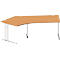 Schäfer Shop Pure Bureau d'angle PLANOVA BASIC, angle de 135° à gauche, pied en C, L 2165 x P 800/800 x H 717 mm, hêtre/blanc + passage de câbles