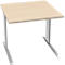 Schäfer Shop Pure Bureau PLANOVA BASIC, carré, pied en C, L 800 x P 800 x H 717 mm, érable/blanc + passage de câbles