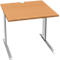 Schäfer Shop Pure Bureau PLANOVA BASIC, carré, pied en C, L 800 x P 800 x H 717 mm, hêtre/blanc + passage de câbles