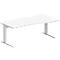 Schäfer Shop Pure Bureau PLANOVA BASIC, forme libre, approche à droite, pied en C, L 1800 x P 1000/800 x H 717 mm, blanc + passage de câbles