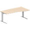 Schäfer Shop Pure Bureau PLANOVA BASIC, forme libre, approche à droite, pied en C, L 1800 x P 1000/800 x H 717 mm, érable/alu blanc + passage de câbles
