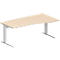 Schäfer Shop Pure Bureau PLANOVA BASIC, forme libre, approche à droite, pied en C, L 1800 x P 1000/800 x H 717 mm, érable/blanc + passage de câbles