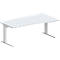 Schäfer Shop Pure Bureau PLANOVA BASIC, forme libre, approche à droite, pied en C, L 1800 x P 1000/800 x H 717 mm, gris clair/blanc + passage de câbles