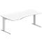 Schäfer Shop Pure Bureau PLANOVA BASIC, forme libre, approche à gauche, pied en C, L 1800 x P 1000/800 x H 717 mm, blanc + passage de câbles