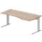 Schäfer Shop Pure Bureau PLANOVA BASIC, forme libre, approche à gauche, pied en C, L 1800 x P 1000/800 x H 717 mm, chêne/alu blanc + passage de câbles