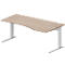 Schäfer Shop Pure Bureau PLANOVA BASIC, forme libre, approche à gauche, pied en C, L 1800 x P 1000/800 x H 717 mm, chêne/blanc + passage de câbles