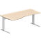 Schäfer Shop Pure Bureau PLANOVA BASIC, forme libre, approche à gauche, pied en C, L 1800 x P 1000/800 x H 717 mm, érable/blanc + passage de câbles