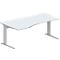 Schäfer Shop Pure Bureau PLANOVA BASIC, forme libre, approche à gauche, pied en C, L 1800 x P 1000/800 x H 717 mm, gris clair/blanc alu + passage de câbles