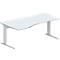 Schäfer Shop Pure Bureau PLANOVA BASIC, forme libre, approche à gauche, pied en C, L 1800 x P 1000/800 x H 717 mm, gris clair/blanc + passage de câbles