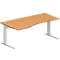 Schäfer Shop Pure Bureau PLANOVA BASIC, forme libre, approche à gauche, pied en C, L 1800 x P 1000/800 x H 717 mm, hêtre/blanc + passage de câbles