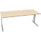 Schäfer Shop Pure Bureau PLANOVA BASIC, rectangulaire, pied en C, L 1800 x P 800 x H 717 mm, érable/aluminium blanc + passage de câbles