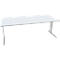 Schäfer Shop Pure Bureau PLANOVA BASIC, rectangulaire, pied en C, L 2000 x P 1000 x H 717 mm, gris clair/blanc + passage de câbles