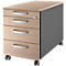 Schäfer Shop Pure Caisson à roulettes 1233, 3 tiroirs &amp; 1 tiroir à ustensiles, verrouillable, poignées rondes, L 435 x P 765 x H 577 mm, anthracite/décor chêne