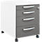 Schäfer Shop Pure Caisson à roulettes 1233, tiroir à ustensiles + 3 tiroirs, verrouillable, poignées métalliques rondes, L 434 x P 600 x H 570 mm, blanc/anthracite