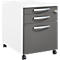Schäfer Shop Pure Caisson à roulettes 126, tiroir à ustensiles + 2 tiroirs, verrouillable, poignées métalliques rondes, L 434 x P 600 x H 570 mm, blanc/anthracite