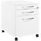 Schäfer Shop Pure Caisson à roulettes 126, tiroir à ustensiles + 2 tiroirs, verrouillable, poignées métalliques rondes, L 434 x P 600 x H 570 mm, blanc/blanc