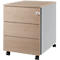 Schäfer Shop Pure Caisson à roulettes 333, corps en acier, façade en bois, roulettes, verrouillable, L 435 x P 565 x H 567 mm, 3 tiroirs, chêne/aluminium blanc