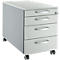 Schäfer Shop Pure Caisson roulant 1233, 3 tiroirs &amp; 1 tiroir à ustensiles, verrouillable, poignées rondes, L 435 x P 765 x H 577 mm, alu blanc/gris clair/gris clair