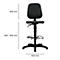 Tabouret de bar noir réglable en hauteur. Dimensions : 460 mm x 460 mm, hauteur 580 - 850 mm.