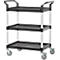 Schäfer Shop Pure Chariot multi-usages, 4 roues pivotantes en TPR avec 2 freins, 3 plateaux, L 680 x l 450 mm, plastique/aluminium, noir/argenté