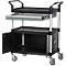 Schäfer Shop Pure Chariot polyvalent, noir, aluminium/plastique, avec tiroir et armoire, 4 roulettes pivotantes à bandage plein, L 850 x l 480 x H 1000 mm