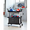Schäfer Shop Pure Chariot polyvalent, noir, aluminium/plastique, avec tiroir et armoire, 4 roulettes pivotantes à bandage plein, L 850 x l 480 x H 1000 mm