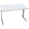 Schäfer Shop Pure Desk PLANOVA BASIC, rechthoekig, C-voet, B 1200 x D 800 x H 717 mm, aluminium lichtgrijs/wit + kabelgoot