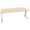 Schäfer Shop Pure desk PLANOVA BASIC, rechthoekig, C-voet, B 2000 x D 1000 x H 717 mm, ahorn/wit aluminium + kabelgoot