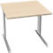 Schäfer Shop Pure desk PLANOVA BASIC, vierkant, C-voet, B 800 x D 800 x H 717 mm, ahorn/wit aluminium + kabelgoot