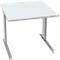 Schäfer Shop Pure Desk PLANOVA BASIC, vierkant, C-voet, B 800 x D 800 x H 717 mm, aluminium lichtgrijs/wit + kabelgoot