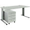 Schäfer Shop Pure Ensemble de meubles de bureau PLANOVA BASIC en 2 parties, bureau, L 1600 mm, gris clair/blanc alu, avec passage de câbles + caisson à roulettes 1233