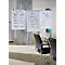 Three flip charts with notes in an office. Inscription: Tips + Tricks, Procedure, Teamwork Tuesday.