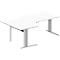 Schäfer Shop Pure hoekbureau PLANOVA BASIC, 90° hoek links, C-poot, B 2000 x D 1200/800 x H 717 mm, wit/wit aluminium + kabelgoot
