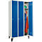 Schäfer Shop Pure Kledinglocker, 3 compartimenten, draaigrendelslot, lichtgrijs/gentiaanblauw