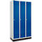 Schäfer Shop Pure Kledinglocker, 3 compartimenten, draaigrendelslot, lichtgrijs/gentiaanblauw