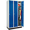 Schäfer Shop Pure Kledinglocker, 3 compartimenten, draaigrendelslot, lichtgrijs/gentiaanblauw